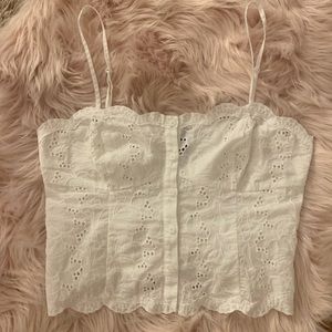 White Crochet Spaghetti Strap Tank Top